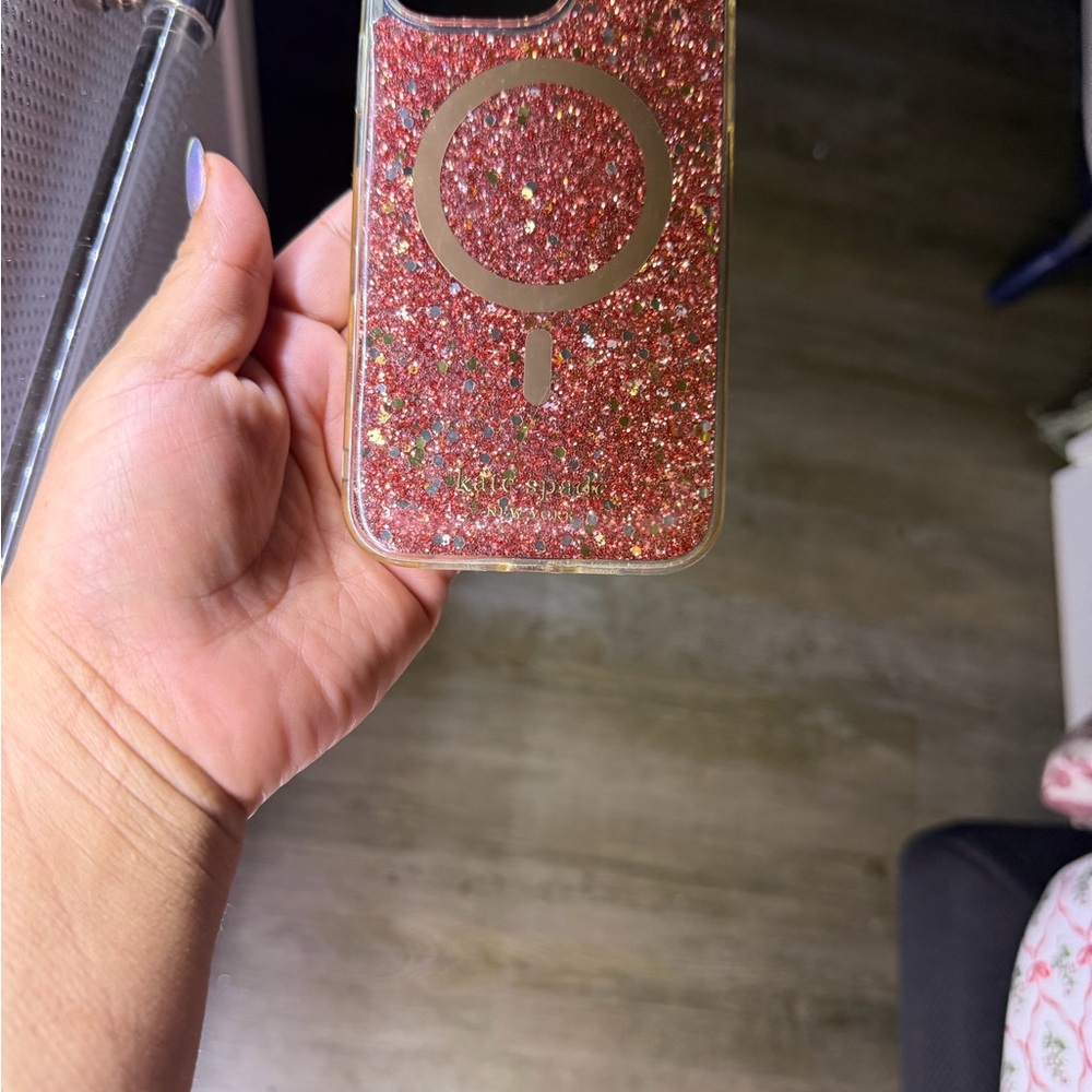 kate spade Glitter MagSafe Phone Case in Rose Gold